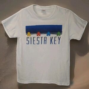Crazy Shirts Siesta Key Graphic Tee Med Lg Crewneck T-shirt Beachy Surfer As*Is